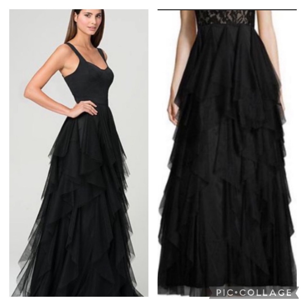 Aidan Mattox long layers mesh long skirt - Picture 2 of 6